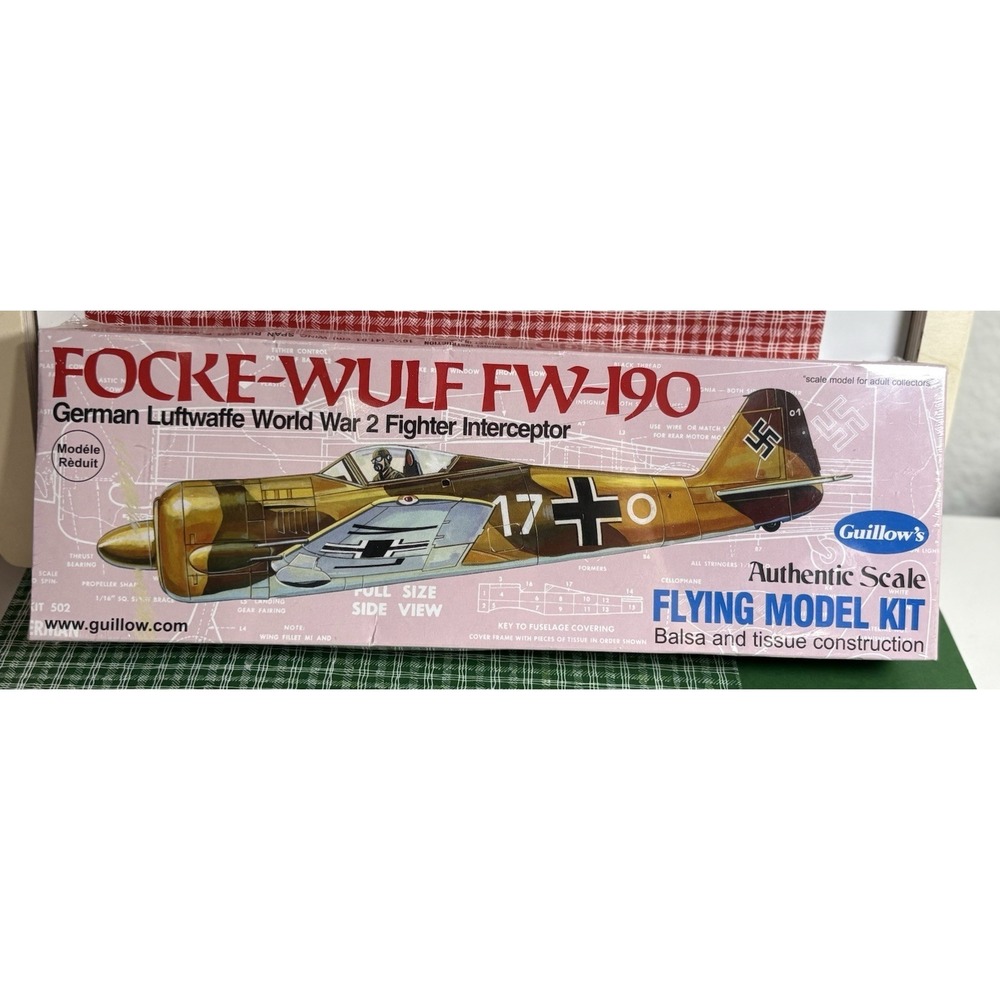 Guillow's Focke-Wulf FW 190 Balsa Wood Flying Model Kit WWII Sealed